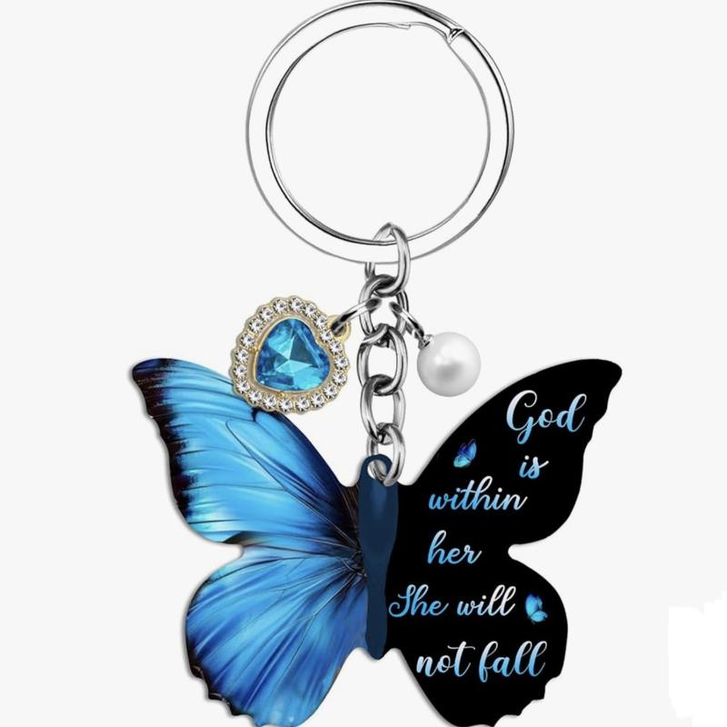 Butterfly Keychain With All Things Are Possible Verse Inspirational Religious Gift For Women Car Keys Bag Purse Accessory
