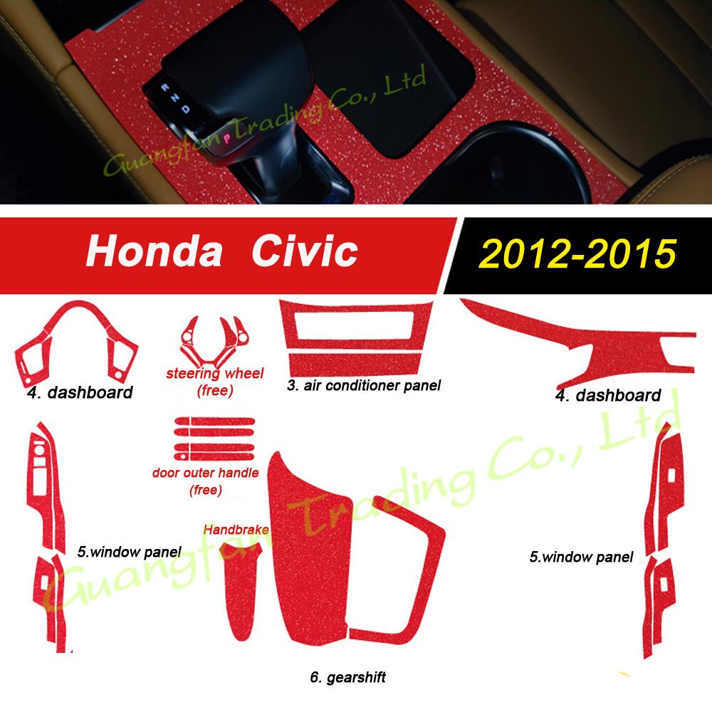 3D/5D Carbon Fiber Car Interior Cover Console Color Sticker Decals Parts Accessories For Honda Civic 9th Gen 2012-2015 4 Doors