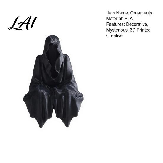 Durable Pla Sculptures 3D Printed Tabletop Gothic Figurine Grim Reaper Sitting Statue Small Bookshelf Accents Spooky Sculpture for Garden