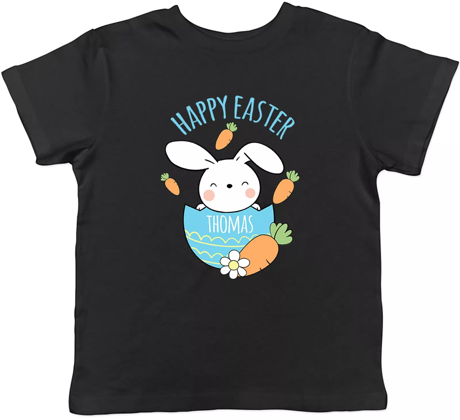 

Personalised Happy Easter - Blue Childrens Kids T-Shirt Boys Girls 130
