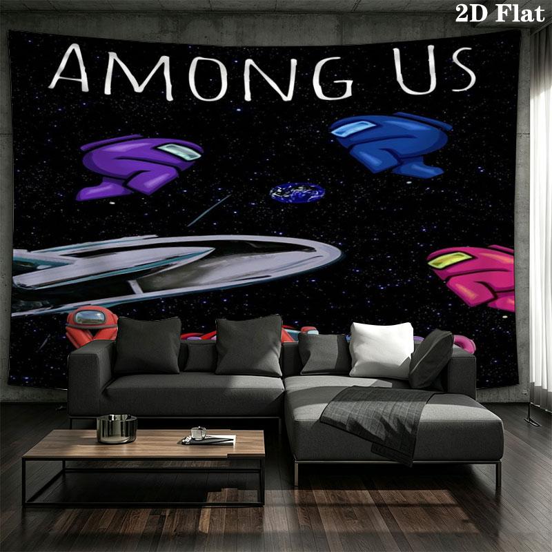 Among Us Custom Name Wall Tapestry Aesthetic Wall Hanging Printed Fabric Blanket Decorative Tapestries for Bedroom Living Room Home Decor
