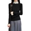 Korean High Neck Lace Patchwork Sweater: Slimming, Figure-Flattering Knitted Top for Women - Perfect for Autumn and Winter