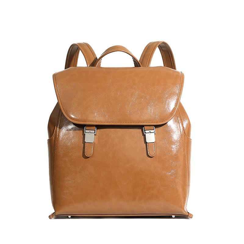 Genuine Leather Neutral Casual Handbag Fashionable Large Capacity Business Computer Backpack Cowhide Women's Bag