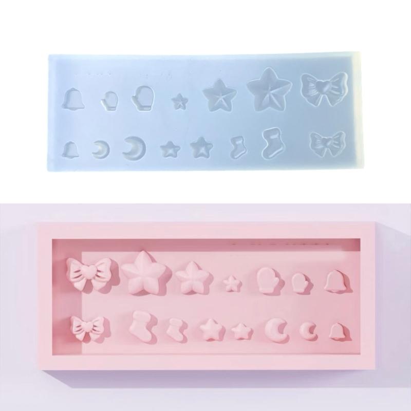Food Grade Silicone Star Shape Mold for Bowknot Moon Shape Resin Art Charm Handmade Decorations Crafts Projects