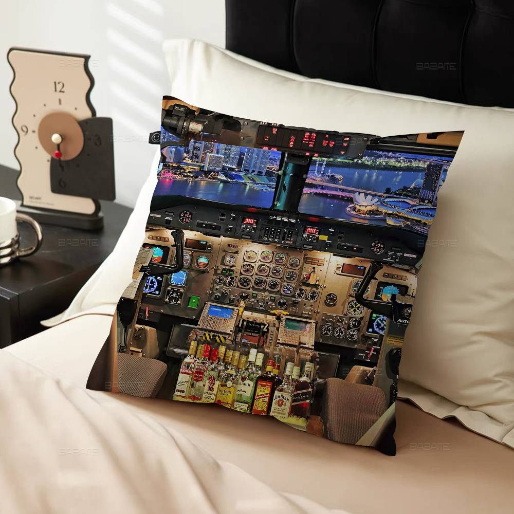 Aircraft Cockpit Personalized Pillow Cover Kids Bedroom Wild Party Decor Pillowcase Kid Birthday Shower Gift