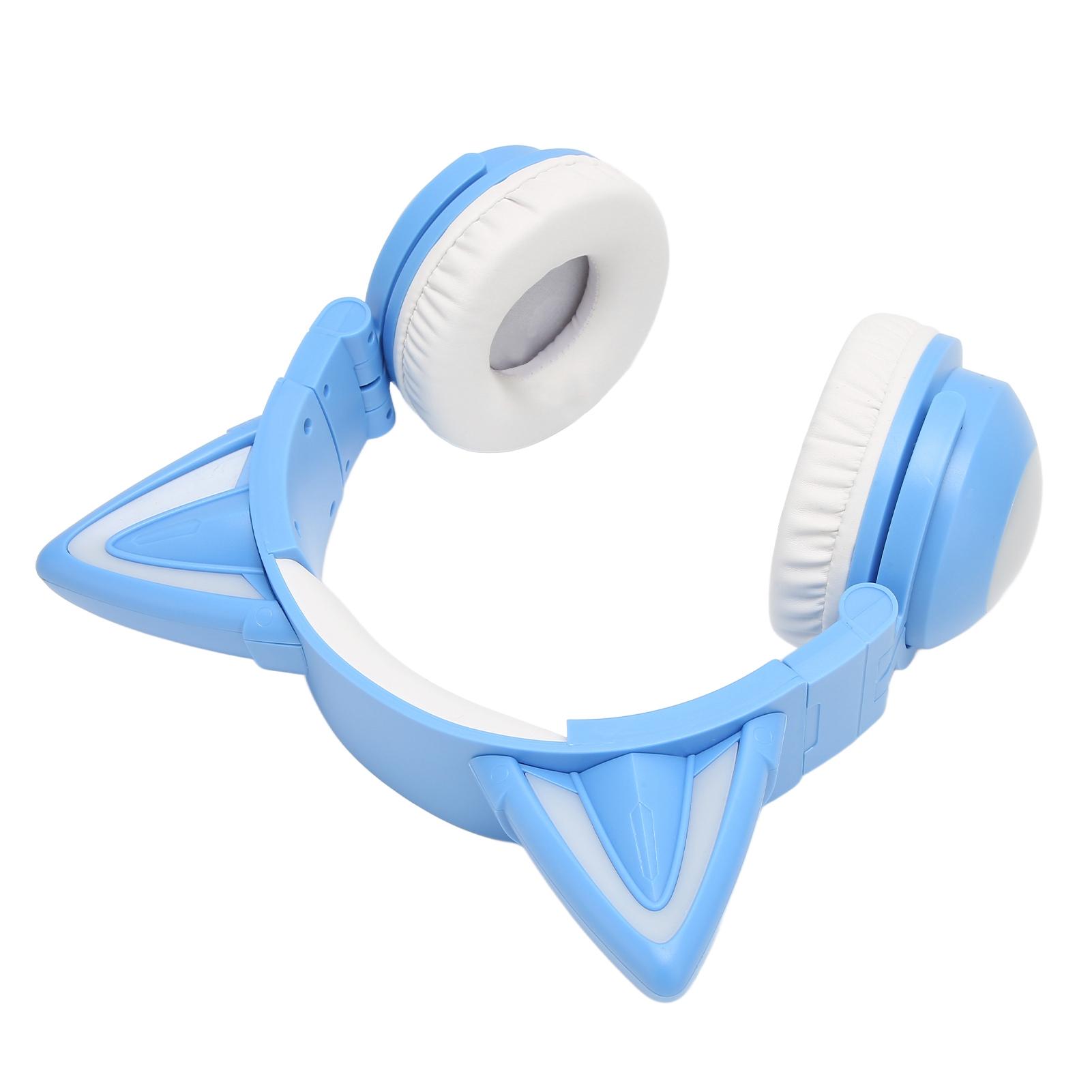

Bluetooth-гарнитура с кошачьими ушками, симпатичная, высокочувствительная, встроенный микрофон, регулируемая, светодиодная, детская гарнитура синий