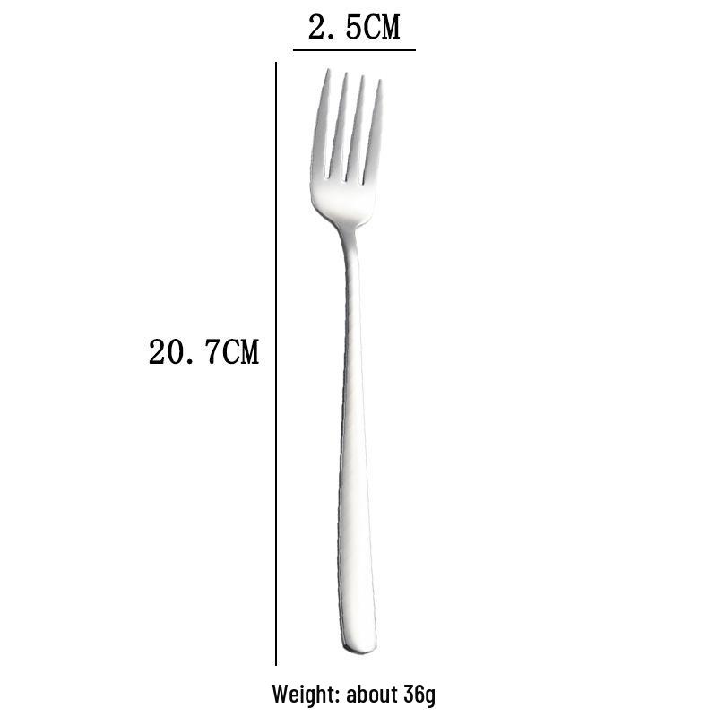 304 Stainless Steel Korean INS Style Long-Handled Fruit Fork - Creative, Thickened, High Appearance Tableware серебряный