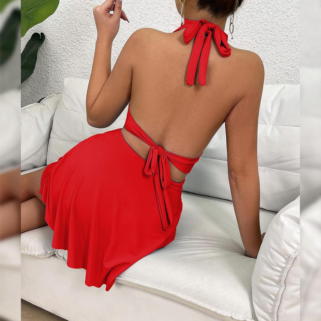 European & American Women's Fashion V-Neck Bodycon Bandage Mini Dress - Backless & Sexy 2025 Collection