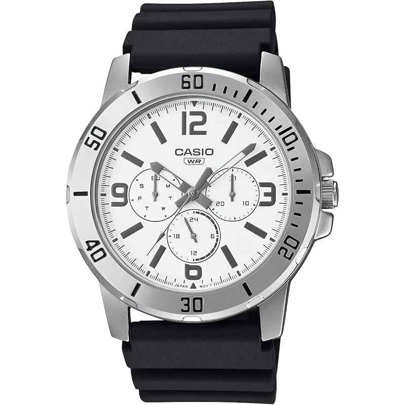

[Casio] CASIO standard quartz men s watch MTP-VD300-7B multi-axis 24 hour display military white overseas model [product]