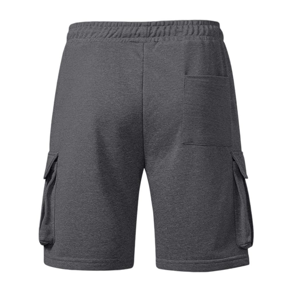 Men Casual Loose Fit Jogger Shorts with Elastic Waist Drawstring and Multiple Pockets for Daily Wear and Sports