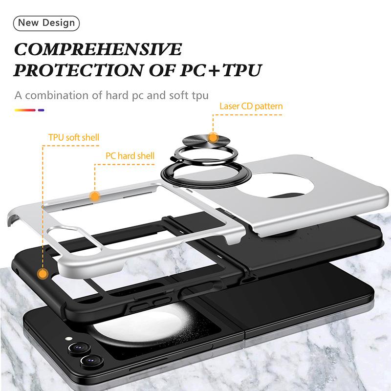 Folding Phone Case Solid Color Retro Bracket Magnetic Phone Case for ZFLIP7 for Samsung Phone Case