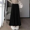Autumn Winter Women's Knitted Pleated Skirt Long High-waist A-line Skirt