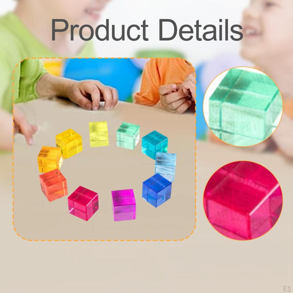 100 Pieces Rainbow Acrylic Cubes Stacking Learning Color Cognitive Toys for Boys