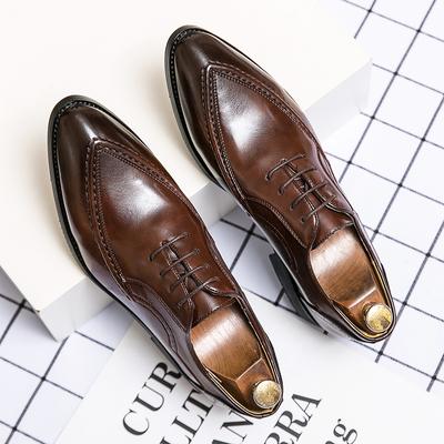 Mode High-End Marke Herren Schuhe mit spitzer Zehenpartie für Hochzeit Schnürschuhe Retro Braun Herren Business Casual Schuhe Pendeln Arbeitsschuhe