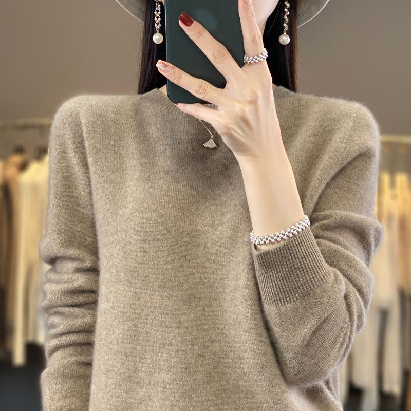 Sweater Women O-neck Cashmere Knitwear Female Pullover Autumn Winter Casual Tops Solid Color Soft Clothing