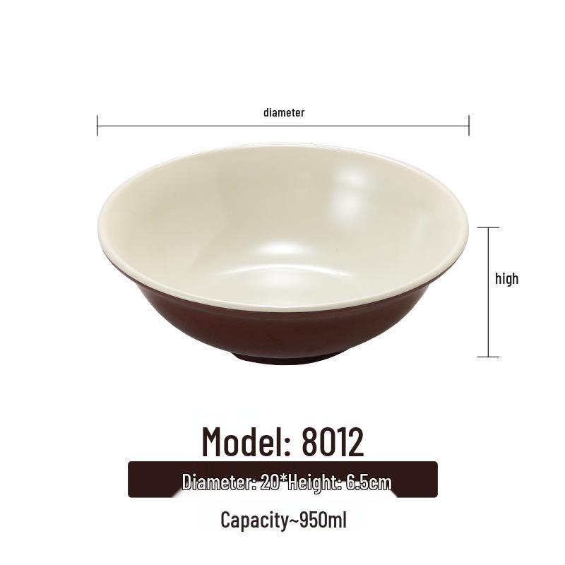 Melamine White Noodle Bowl, Imitation Porcelain, Large Plastic Soup/Rice Bowl for Commercial Use.