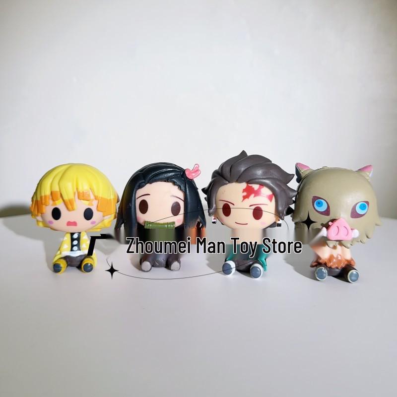 

Demon Slayer Q Version 4-Piece PVC Figure Set - Big Head Action Figures for Car or Cake Decoration
