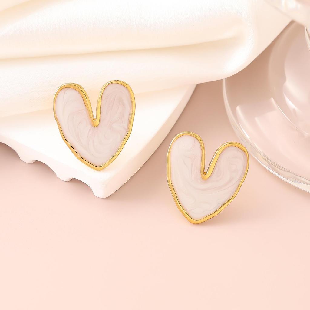 French Enamel Drip Oil Earrings: Stainless Steel, Irregular, Titanium Women's Luxury