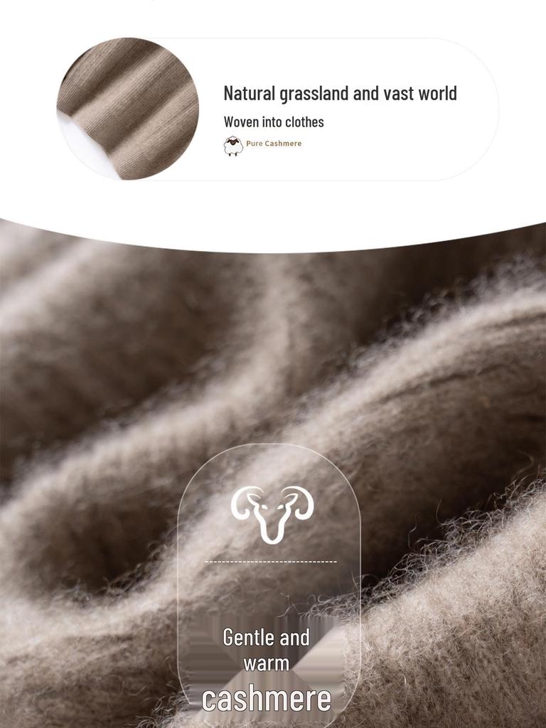 Women's Autumn/Winter Cashmere Sweater: Long Sleeve, Twelve Gauge, Half-High Collar, Patterned Warm Base Layer for Elegant Commute.
