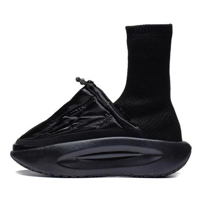 Li Ning Cloud Travel Flauschiges Gewebe Leicht Hohe Rückfederung Rutschfest Atmungsaktiv Lässige High-Top-Sneaker Damen-Sneaker Schwarz AZGS146-6