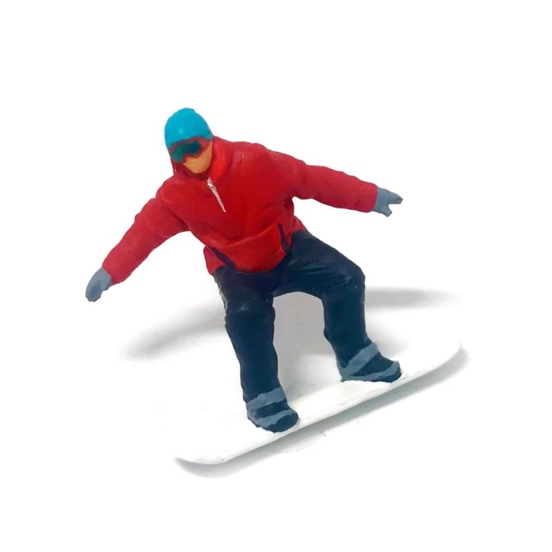 1/64 Scale Miniature Skiing Snowboarding Figurines Hand Painted Miniature Skiers Figures Model Miniature Winter Scene