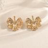 European and American Light Luxury Style Alloy Butterfly Earrings, Three-dimensional Petals, Wing Studs, Shining Texture, Fashionable and Versatile