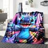 Stitch Celebration Fireworks Flannel Blanket Super Soft Warm Cozy Blanket For Sofa Bed Office Travel Allseason Home Decor Gift