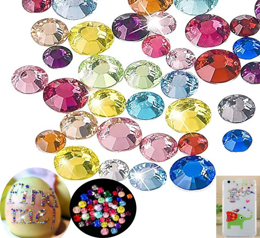 DIY Crafts As Image Flatback Rhinestones Mixed Colors Resin Round Crystal (Pack Of 200 Pcs, Mixed Sizes Random)