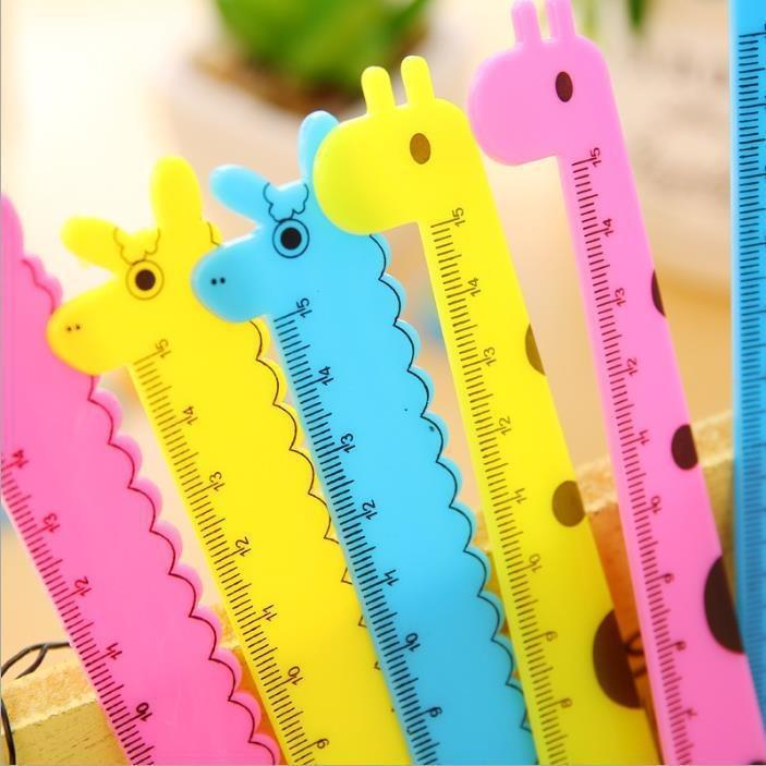 10/30 Pcs Student School Supplies Children Cute Animal Cartoon Giraffe Plastic Straight Ruler 15cm
