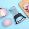 Stainless Steel Onion Cutter Holder Food Slicers Assistant Tomato Onion Slicer Holder Vegetables Cutting Fork Kitchen Gadgets