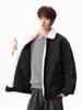 Men's Winter Barn Style Lambswool Cotton PU Leather Jacket, Thickened Warm Street Cool Workwear Coat