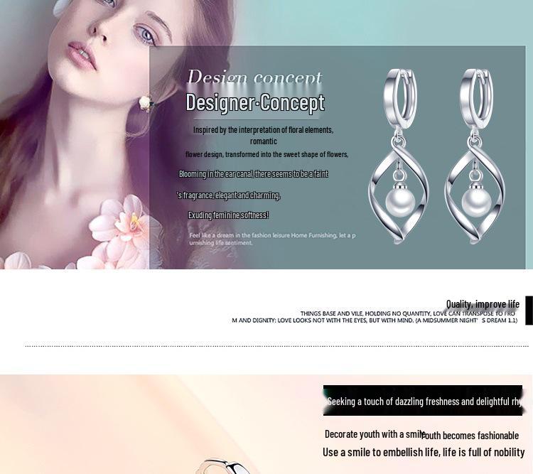 Chinese Style Pearl Twist Love Earrings: Long, Cute, Influencer-Inspired Dangle Jewelry