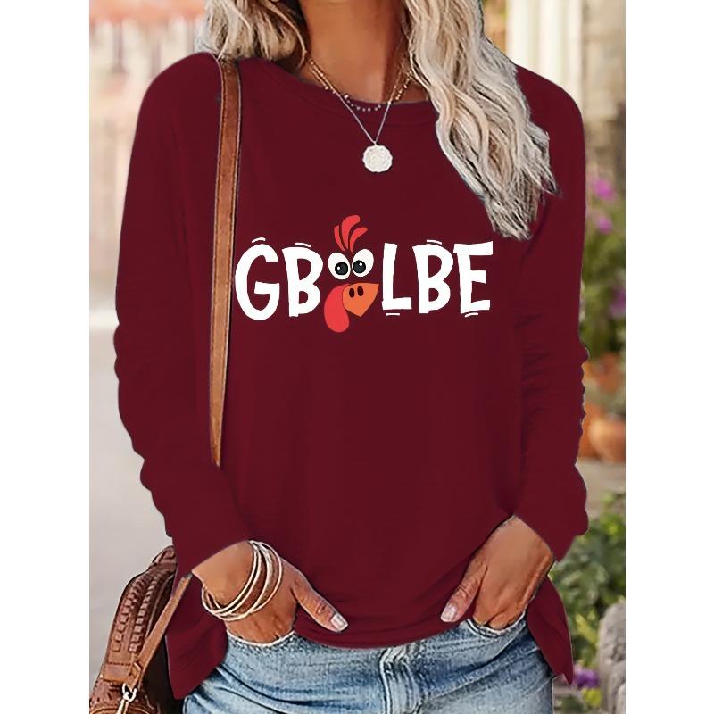 

Весенне-осенние футболки с круглым вырезом и 3D-принтом с графикой индейки GOBBLE , модные повседневные женские футболки с длинным рукавом 5XL