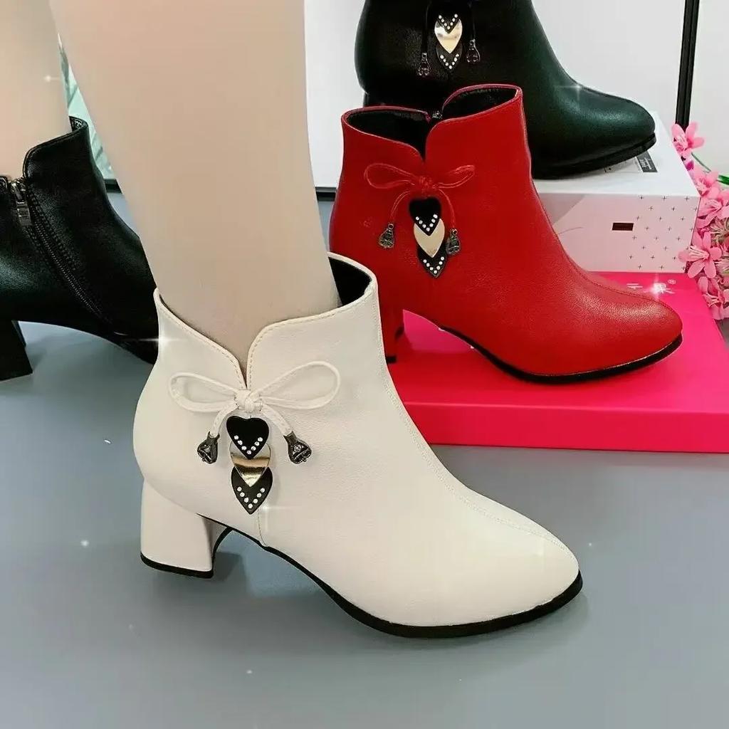 Damen Stiefel mit hohen Absätzen 2025 Neu Frühling Bequem Einzelstiefel Damen Reißverschluss Weiß Wasserdicht Taiwan Schuhe mit hohen Absätzen für Damen