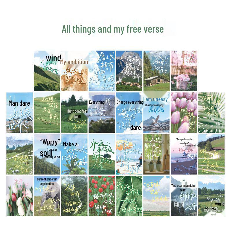 Spring Mountain Escape Postcard Set: 30 Sheets of Inspirational Scenery & Text