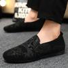 Fashion Men's Popular Bean Shoes One Foot Lazy Shoes Versatile Breathable Casual Driving Cloth Shoes Street Style Flower Patterns 2025