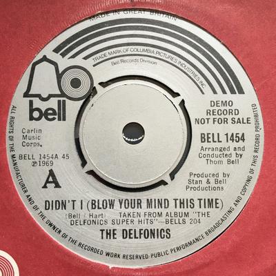 7-Zoll Schallplatte DELFONICS - Didn't I (Hau dich dieses Mal um) BELL1454PROMO Bell Records 1975 UK Soul/Funk Gebraucht