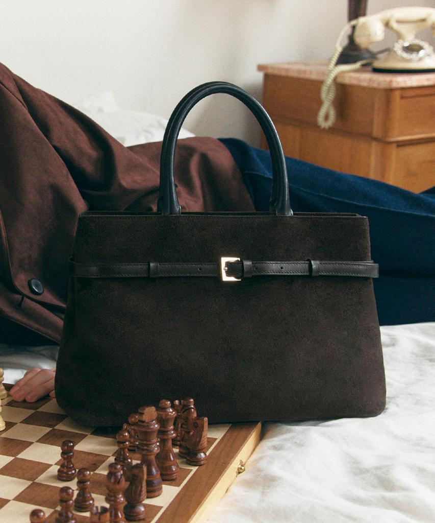 Clave Luna Suede Dark Brown Tote Bag