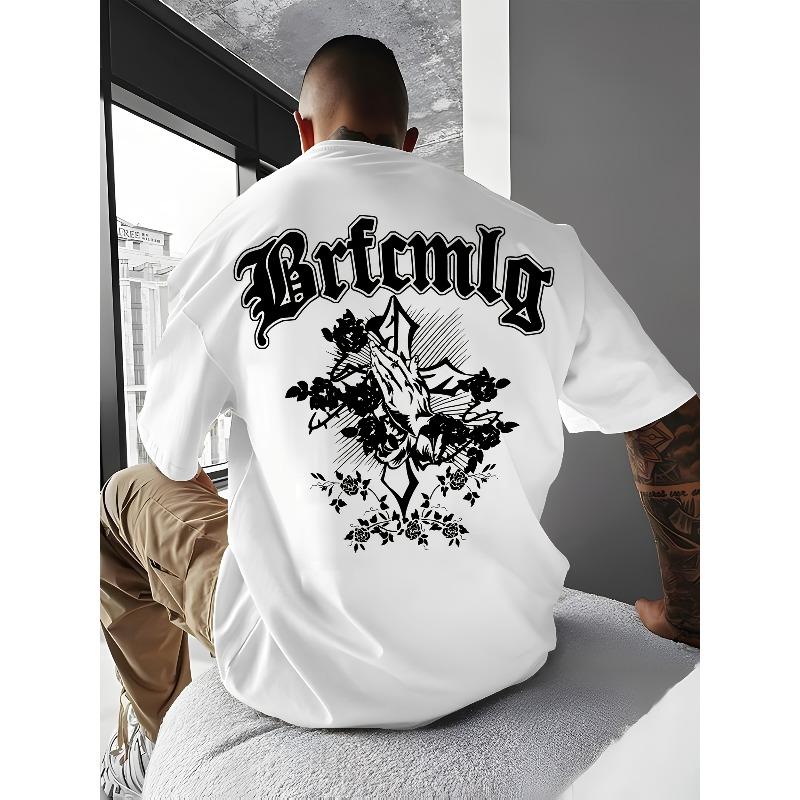 Men S Stylish T-Shirt with Rose Pattern S