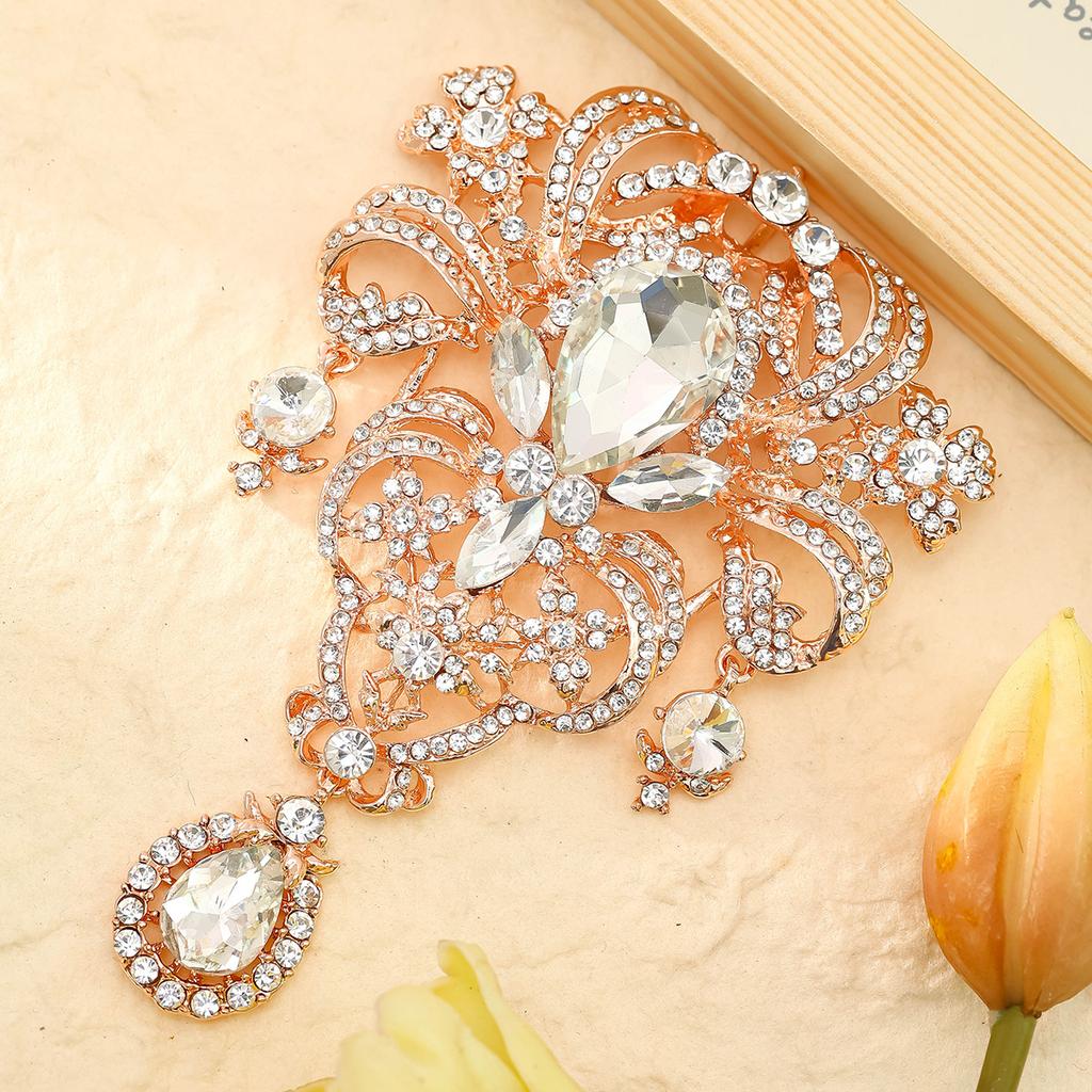Crystal Pendant Brooch, Stylish and Exaggerated Corsage Accessory Pin, Court Brooch