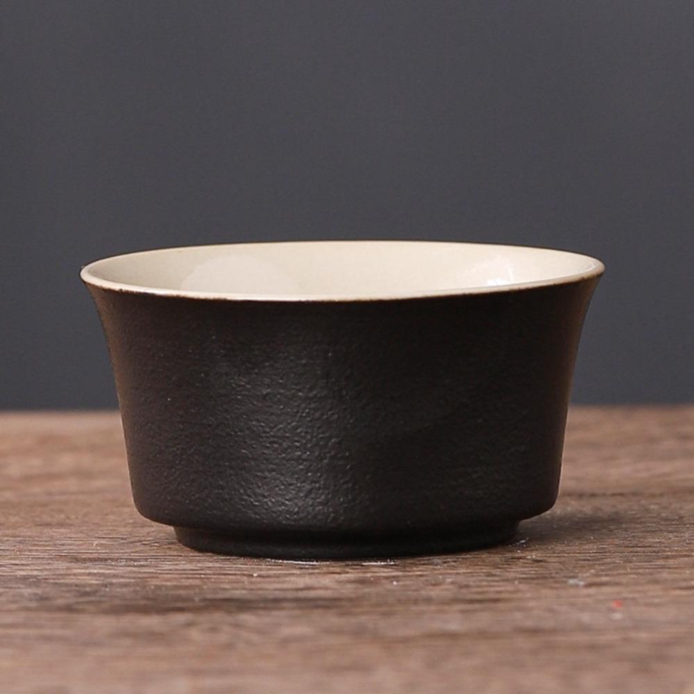 6PCS Tea Pair Set Retro Tea Cup Black Heat-resistant Tea Bowl Chinese Handmade Single Cup Office