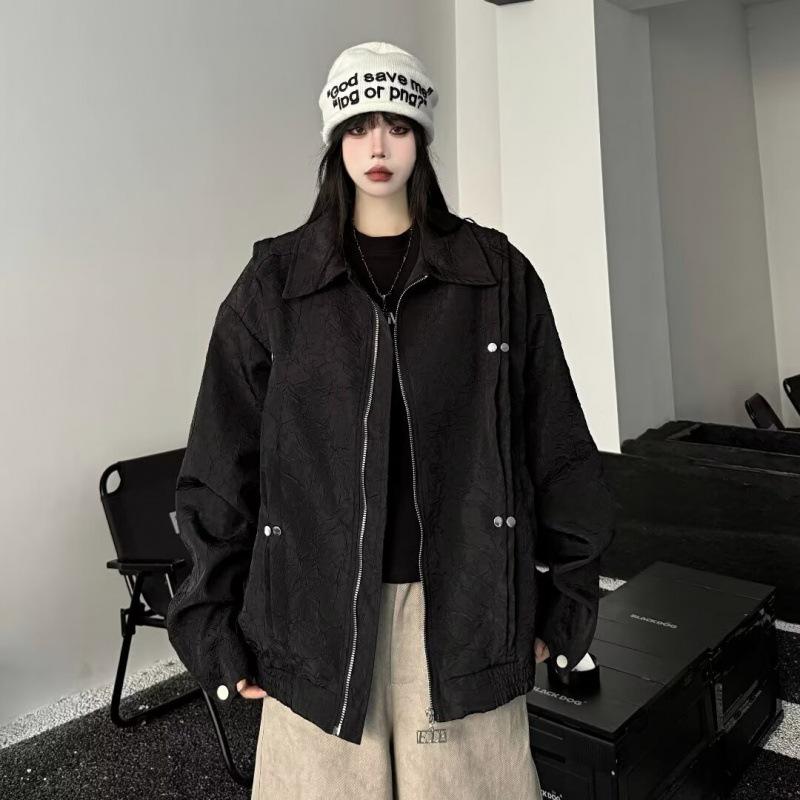 

Мужская трендовая плиссированная куртка в стиле ретро-панк: Красивый, Свободного Кроя, Большого Размера, Универсальный Парный Топ. XL чёрный