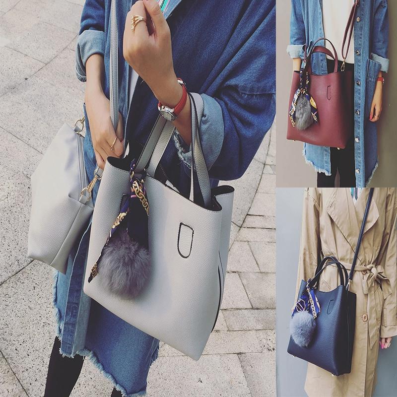 Elegante Damenhandtaschen mit Pelzkugel und Seidenschal Crossbody Einzelne Umhängetaschen