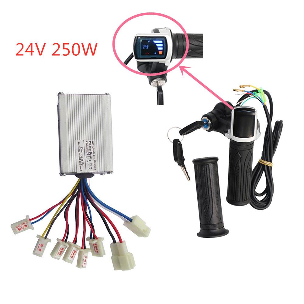 Electric Bike Bicycle Scooter Accessories Motor Brushed Controller & Throttle Twist Grip 24V 36V 48V 250W 350W 500W