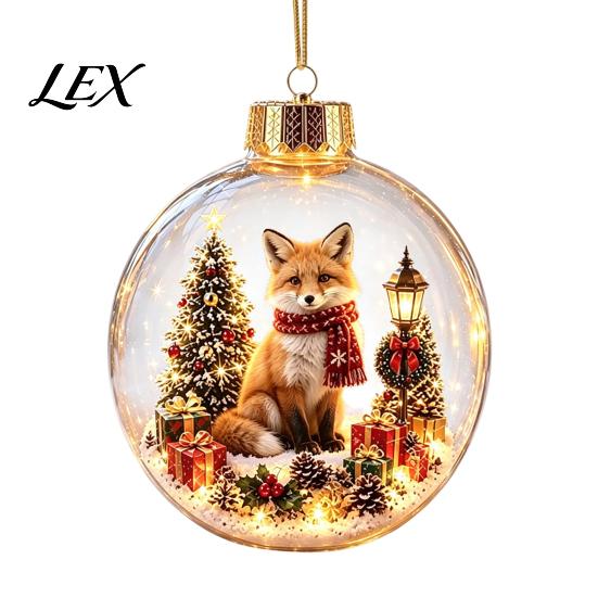 LED Winter Scene Decor Glowing Christmas Story Ornament, Mini Holiday in Ball with Warm Seasonal Home Gifts Light, 3D Clear Acrylic Hanging Decoration