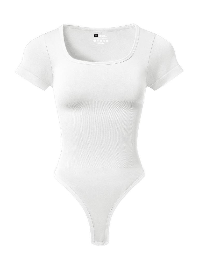 Plus Size Short Sleeve Tummy Control Slimming Bodysuit