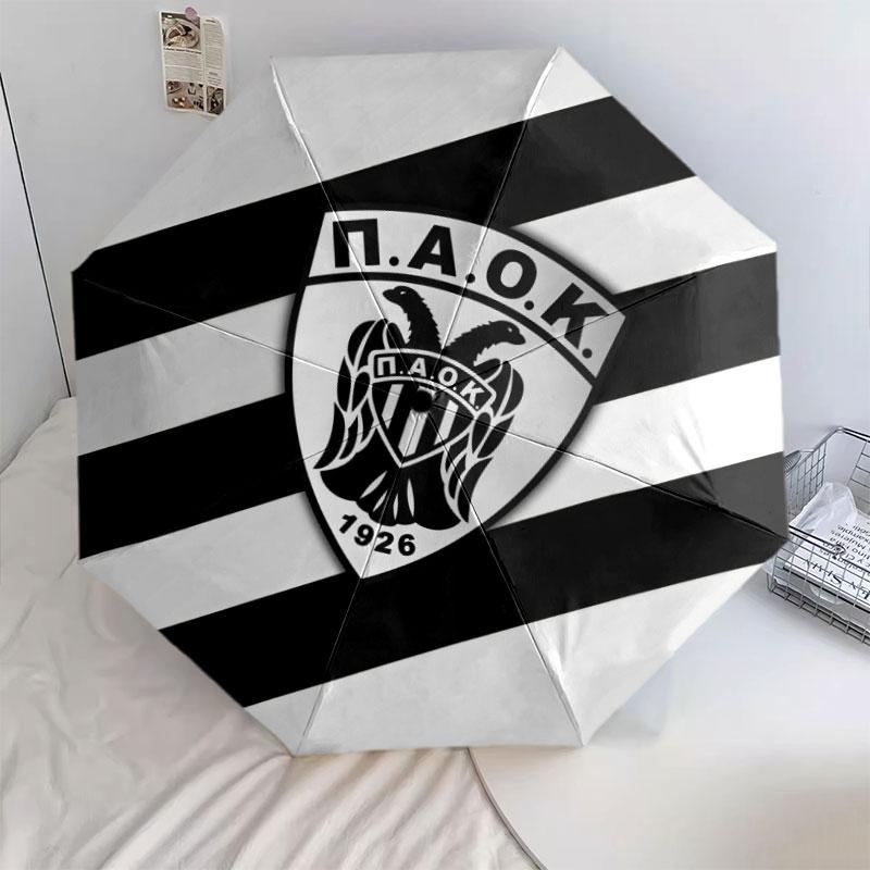 PAOK, automatic folding umbrella, portable and foldable design, 8 ribs, a Christmas or birthday gift.