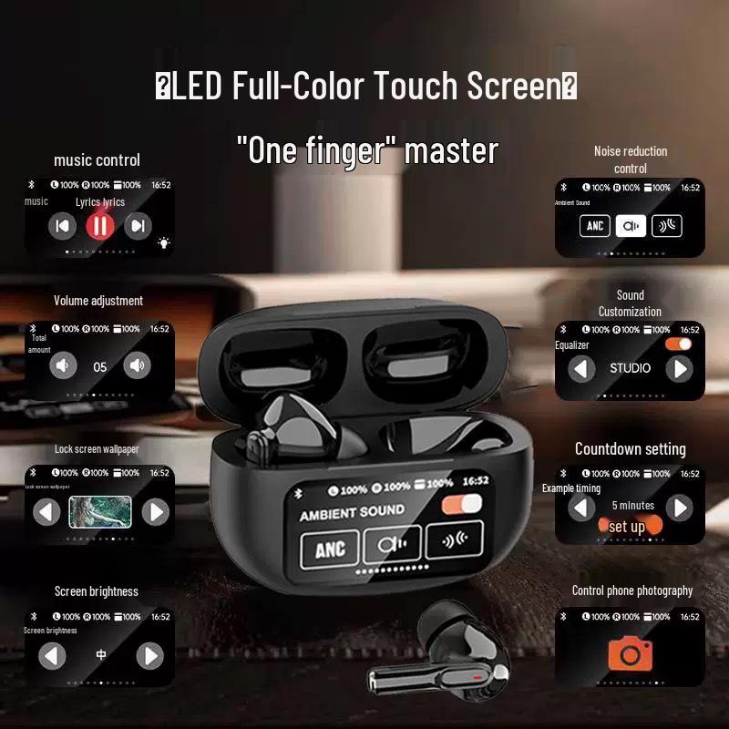 A9 Pro 5th Gen Smart AI Translation Bluetooth Earbuds with Color Screen and Long Battery Life