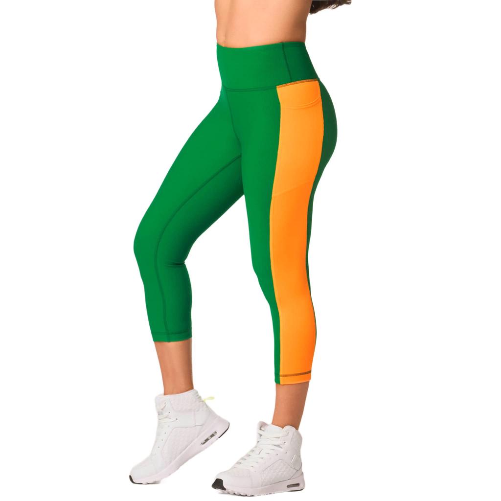 Cropped Leggings Spats High Waist Z1B000205 XS Size Green [zumba