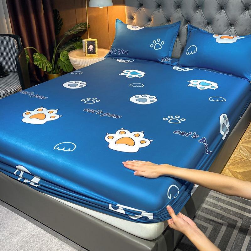 New Skincare Wash Cotton Matte Fitted Sheet Summer Refreshing Bed Cover Mattress Protector Cover Single Double Single Fitted Sheet